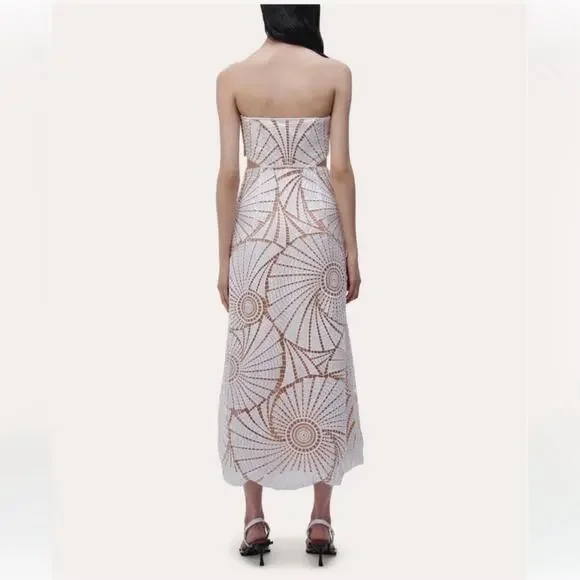 Jonathan Simkhai Jamie Dress White Fossil Guipure Lace Wedding Party LWD Size 12 - Picture 12 of 16